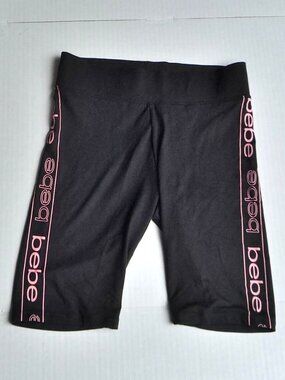 Bebe Black/Pink Logo Biker Shorts SMALL